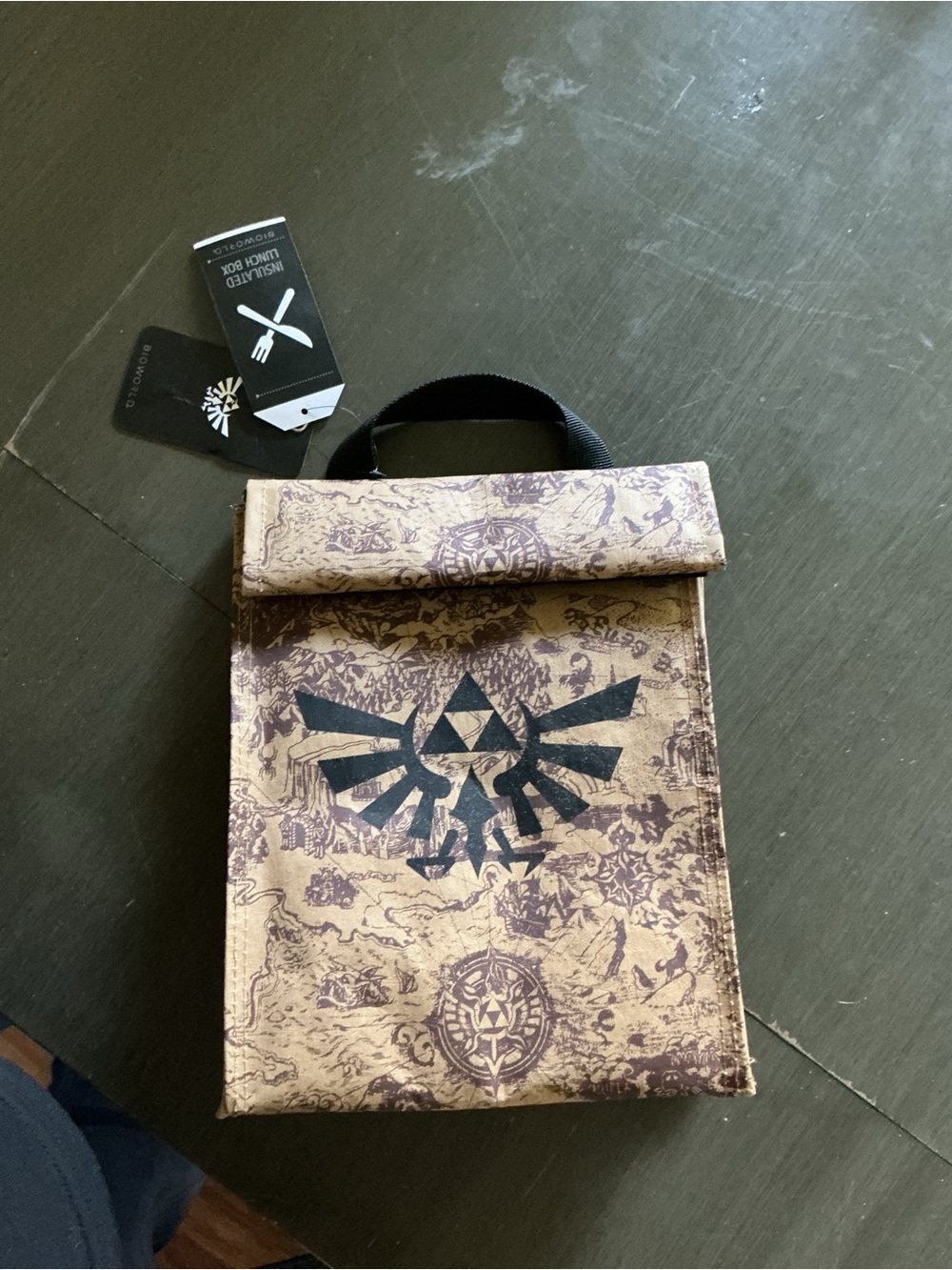 Bioworld Beige and Black Zelda Triforce Crossbody Bag